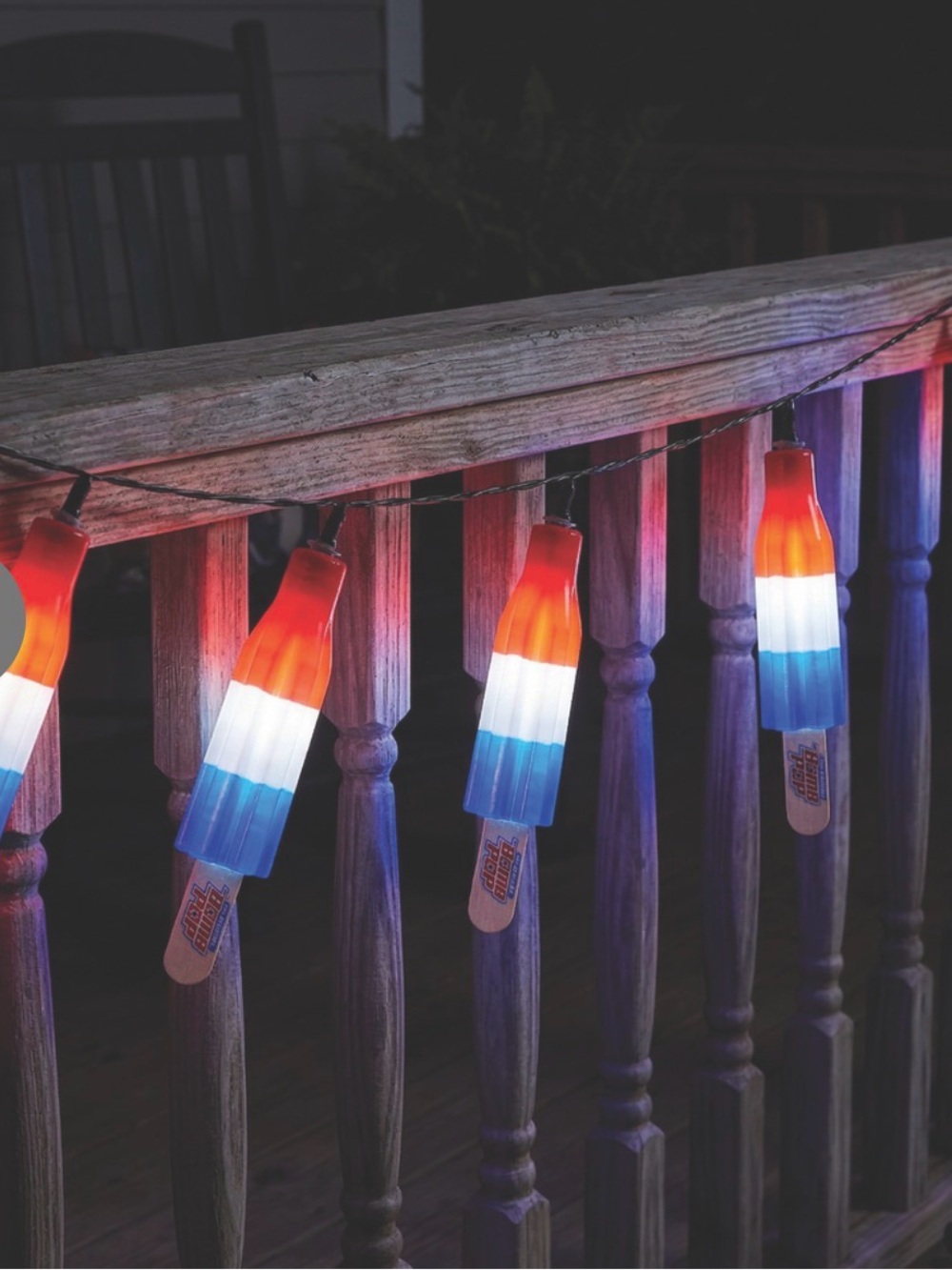 Patriotic Bomb pop Popsicle String Lights Red White Blue July 4th new stake path